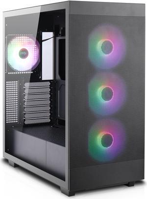 Rosewill Helium Flow Black Mid Tower Computer Gaming Case, TG & Mesh Panel, ATX, Tool-less, High-Airflow, 4x 120mm PWM ARGB Fan