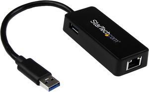 StarTech.com USB 3.0 to Gigabit Ethernet Adapter NIC w/ USB Port - Black