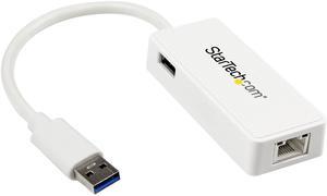 StarTech USB31000SPTW USB 3.0 Gigabit Ethernet Adapter NIC w/ USB Port - White