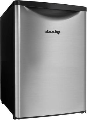 Danby Designer 2.6 Cubic Foot Steel Home Fridge Compact Refrigerator, Stainless