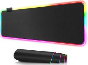 TROPRO RGB Gaming Mouse Pad, LED Soft Extra Extended Large Mice Pad, Anti-Slip Rubber Base, Computer Keyboard Mouse Mat - 31.5 X 12 Inch
