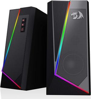 Redragon GS520 Anvil RGB Desktop Speakers, 2.0 Channel PC Computer Stereo Speaker with 6 Colorful LED Modes, Enhanced Bass and Easy-Access Volume Control, USB Powered w/ 3.5mm Cable