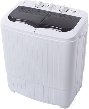 Compact Twin Tub with Built-in Drain Pump XPB35-ZK35 14.3(7.7 6.6)lbs Semi-automatic Gray Cover Washing Machine