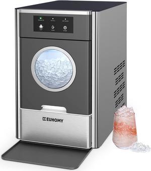 Nugget Ice Makers Countertop, Max 33lbs/24H, 2 Ways Water Refill, LED Light, Self-Cleaning Pebble Ice Maker with Basket and Scoop, for Home/Kitchen/Camping/RV. (Black Silver)
