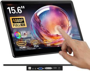 Unew 15.6 inch Touchscreen Monitor 1080P IPS Screen Built-in Speakers Industrial with 75*75mm VESA HDMI DVI VGA For Office Game Second Monitor Laptop PC Phone PS4 PS5 Xbox Switch